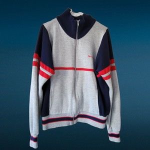 80's MacGregor Zip‎ Up Sweatsuit Track Jacket L USA Gray Heather